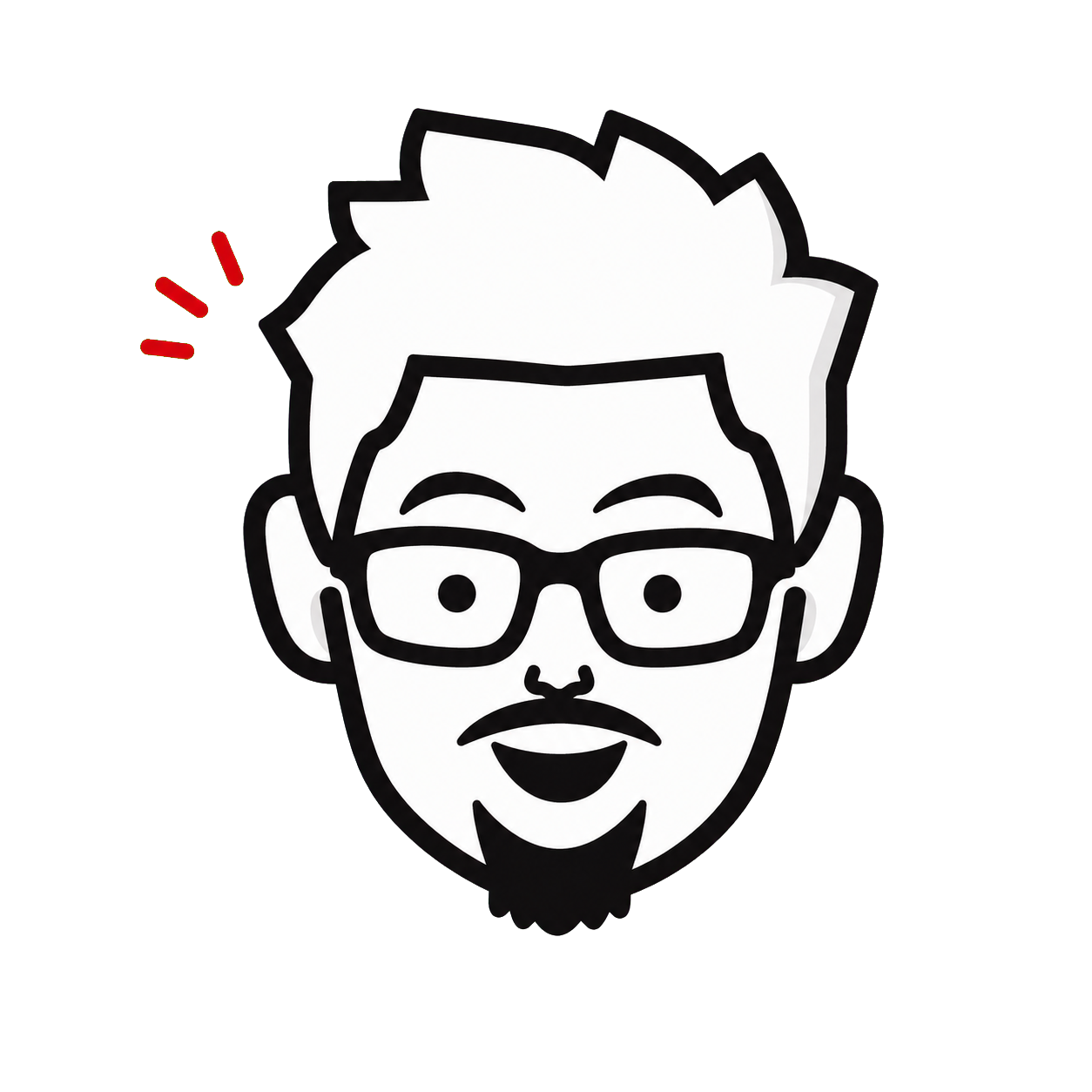 白髪メガネ男性のイラスト